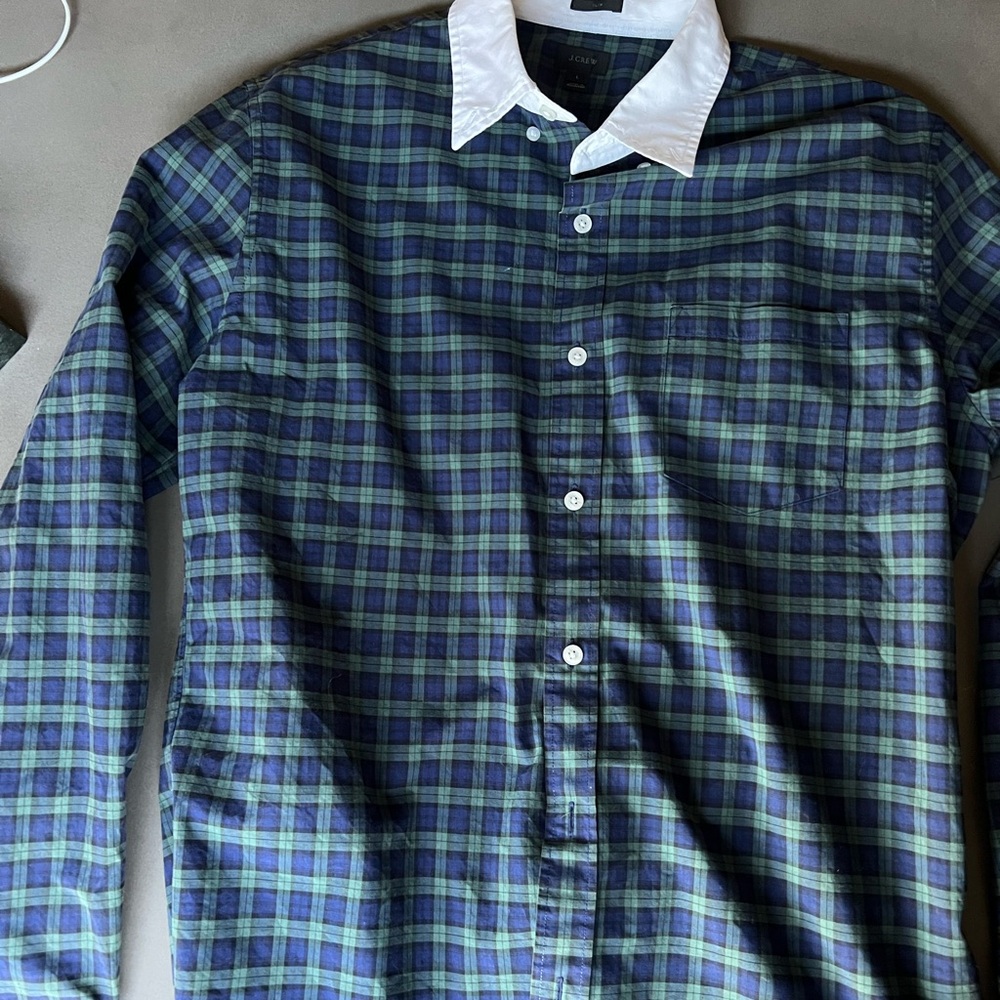 J. Crew plaid button down. size Large